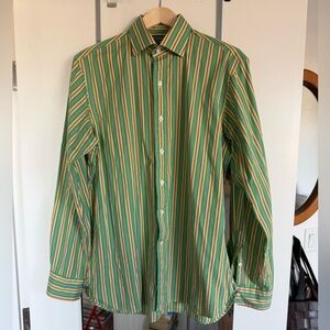 Ralph Lauren Green & Yellow Striped Button-Up Shirt